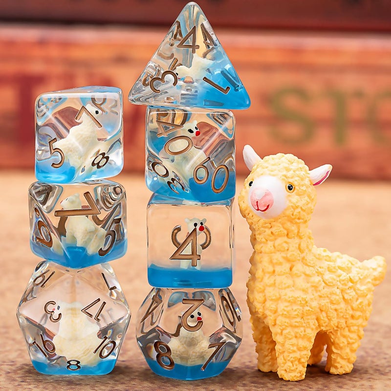 weyano D&D Dice Set, Alpaca Resin Polyhedral Dice for Dungeons and Dragons, RPG, MTG DND 7-DIE (D4, D6, D8, D10, D12, D20, D%) - Image 3